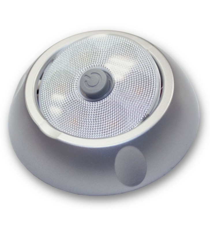 Tilting led spotlight with 0,8W silver colored button switch