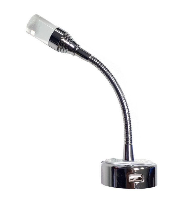 Flexible LED spotlight 12VDC - 1W - USB - 3000K with switch and USB