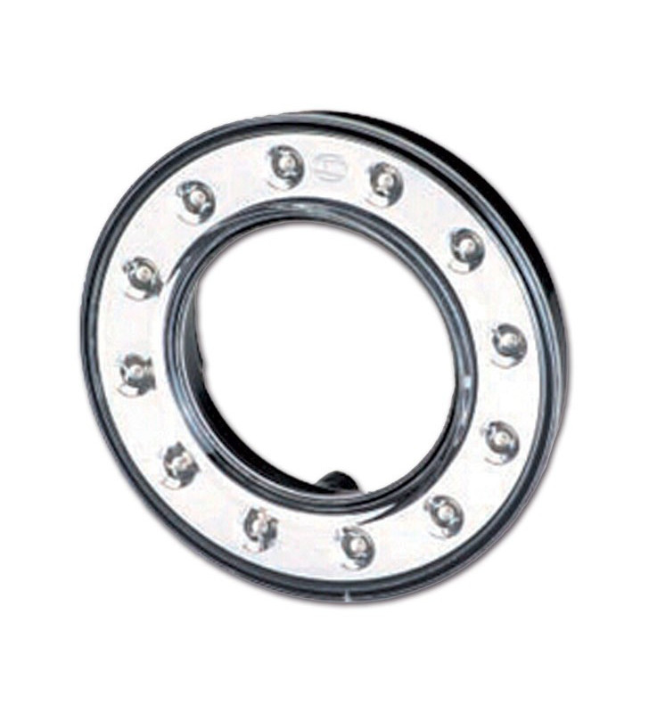 HELLA Máscara circular cromada con luz trasera de 12 LED rojos - 98x55x20 mm