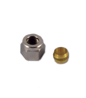 Brass nut with ogive for copper pipe Ø 8 mm