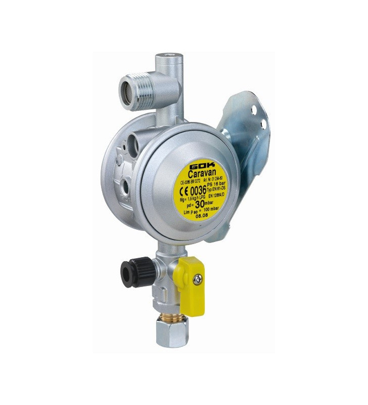 GOK gas regulator 30mbar 1.5kg U valve 8 mm