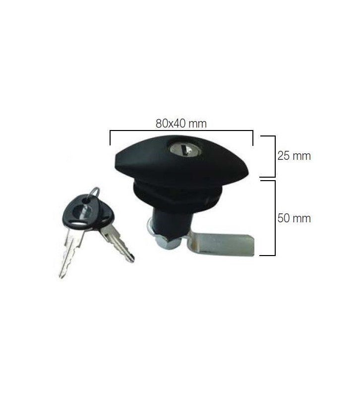 Serrure 1202 FAP 80x40 poteau noir avec clés