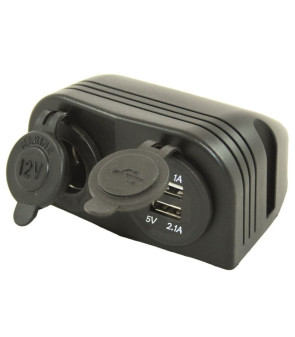 12V socket + double USB With Mounting Support