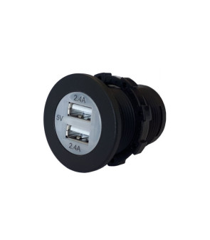 Double USB 12VDC 2x2.4A screw mount socket