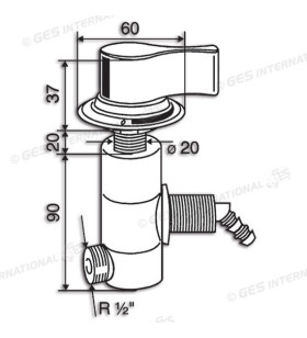 Robinet sous plan REICH avec micro-interrupteur trou 20 mm - bouton blanc