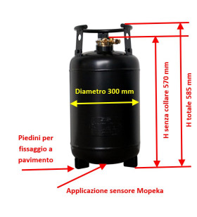 CAMPKO gas cylinder 67R01 steel 30 L - 14 Kg multivalve and pressure gauge