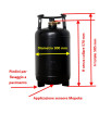 CAMPKO gas cylinder 67R01 steel 30 L - 14 Kg multivalve and pressure gauge