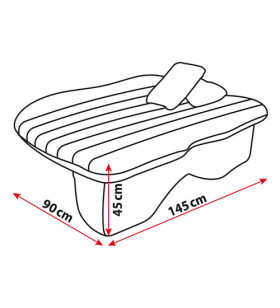 Colchón hinchable con compresor para asientos traseros de coche.