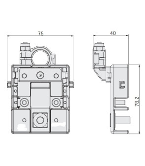 Scatola portafusibili 2 Midi  - 1 Mega con morsetto del polo della batteria