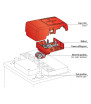 Caja de fusibles 2 Midi - 1 Mega con abrazadera para polos de batería