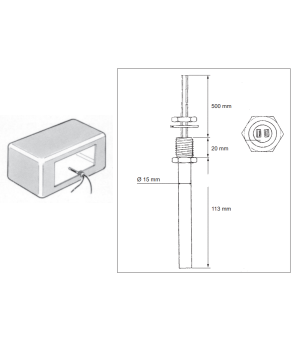 Sonda descongelación cableada de acero inoxidable 12Vdc - 30W