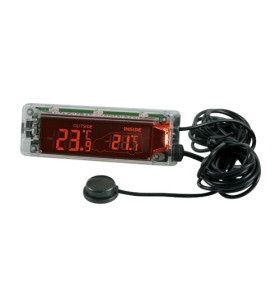 2 color LED clock - internal and external temperature - 12-24V