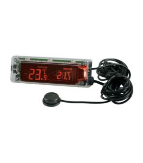 2 color LED clock - internal and external temperature - 12-24V