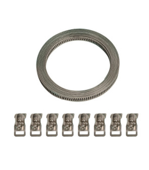 Kit nastro acciaio con 8 morsetti - 300 cm