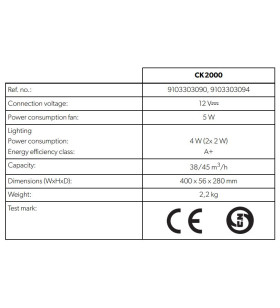 Dunstabzugshaube Modell Ck 2000 DOMETIC