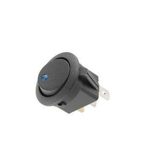 Interrupteur Unip 10A rond noir encastrable Ø 20 BLUE LIGHT