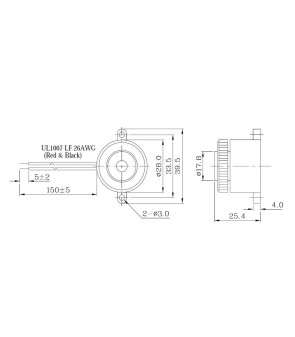Buzzer piezo 12Vdc 87dB impulso lento