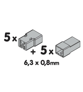 Kit de 10 conectores rápidos de 2 vías para terminales no aislados 6,3x8 mm