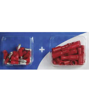 Kit 40 runde Klemmen-Kabelschuhe - Rot Ø 4 mm
