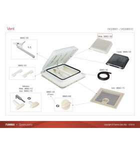 FIAMMA - White replacement dome NRW VENT 40x40 - 98683-100