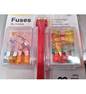 Kit 21 fusibles 12V 5-30A LARGE avec pince