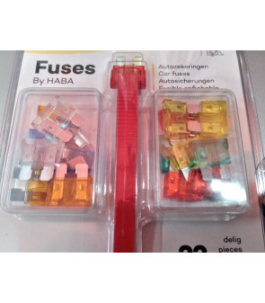 Kit 21 fusibili 12V 5-30A LARGE con pinza