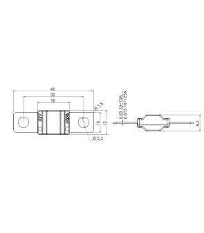 125A MIDIVAL fuse - 30 mm pitch