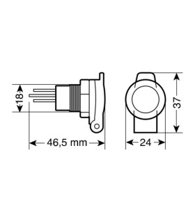 PRESA DI CORRENTE IN PLASTICA 12/24V TIPO DIN 16A