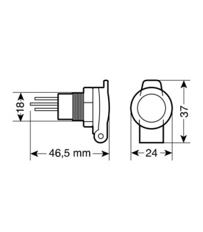 PRESA DI CORRENTE IN PLASTICA 12/24V TIPO DIN 16A
