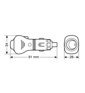 PIN 12 / 24V AVEC CABLE 90 DEGRÉS