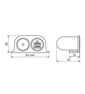 12 / 24V POWER SOCKET WITH DOUBLE USB SOCKET