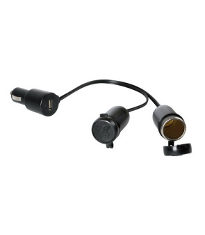 USB-STECKER MIT DOPPELSTECKDOSE TYP FEUERZEUG 12 / 24V