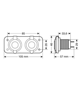 SERIEEXT2 "WATERPROOF DOUBLE SOCKET 12 / 24V"