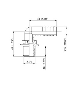 Raccordo completo curvo portagomma Ø 15 mm - maschio 1/2''