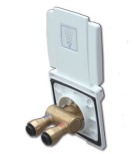Raccordement d'eau externe avec mitigeur eau chaude/froide et pommeau de douche - raccords rapides - flexible de 1,5 m