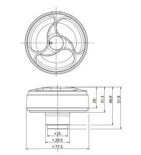 Tapa blanca 3 radios Zadi c/cil. y llave