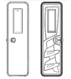 Complete door with window, internal panel, dustbin, serr 1950 x 550 mm