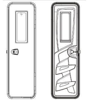 Komplette Tür mit Fenster, Innenverkleidung, Mülleimer, Riegel 1950 x 550 mm