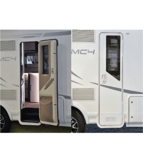 Puerta con ventana 1920 x 650 mm completa con panel, cubo de basura, 1 cerradura