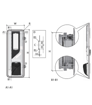 Door with window 1920 x 650 mm complete with panel, dustbin, 1 lock