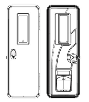 Door with window 1920 x 650 mm complete with panel, dustbin, 1 lock