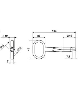 Chiave quadra per portello doppia 6x6 - 8x8