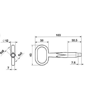 Chiave quadra per portello doppia 6x6 - 8x8