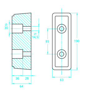 Rubber bumper 190x63x64