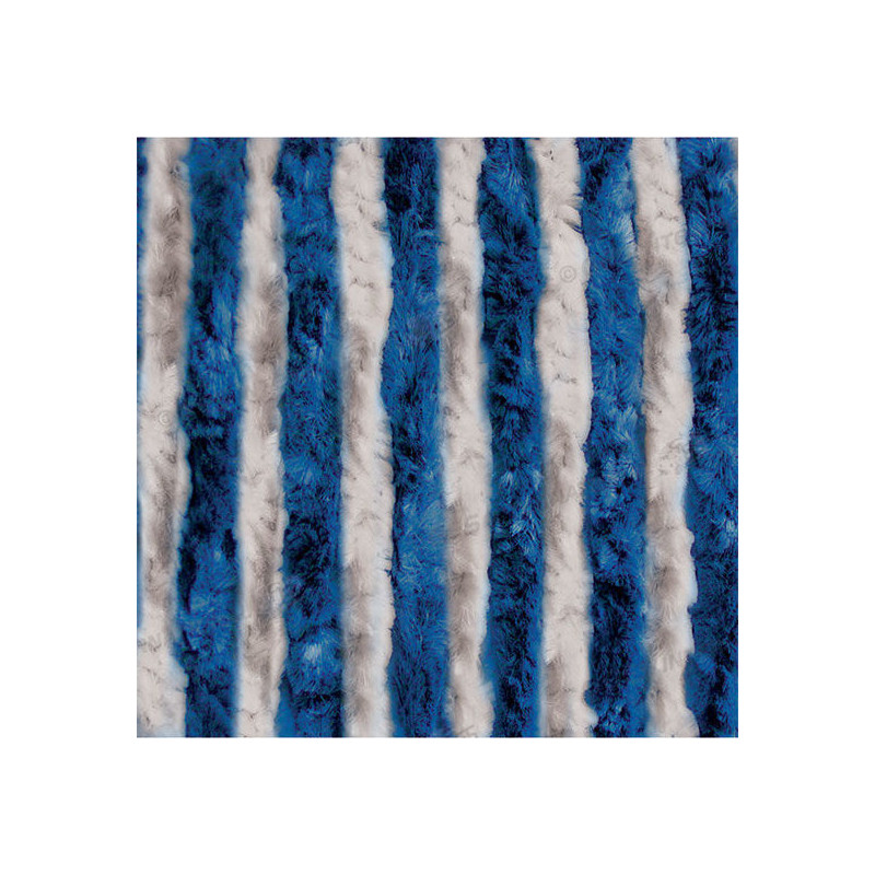 Chenille-Vorhang weiß / blau 56x200