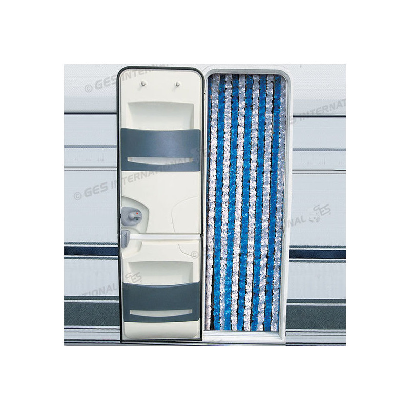 Chenille-Vorhang weiß / 56x200 blau