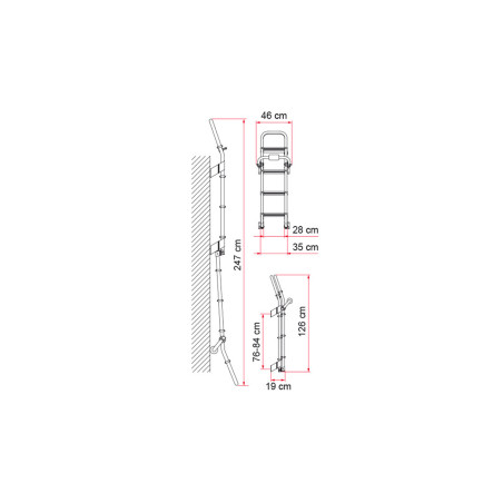 East Ladder DELUXE 8 RED Fold Flame 8 steps