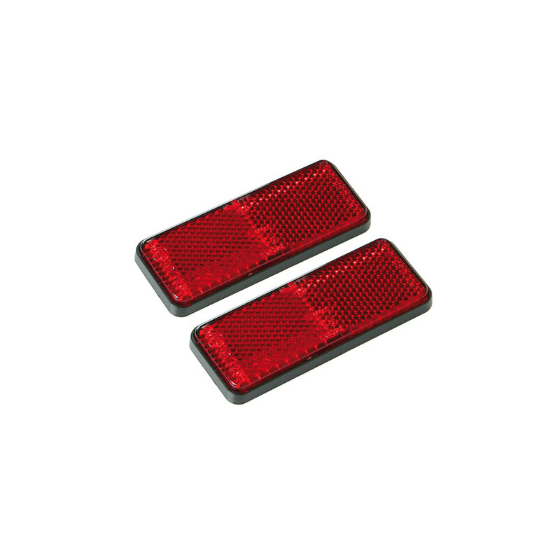 Reflector 90 x 35 mm rectangular sin agujeros adhesivos - Rojo