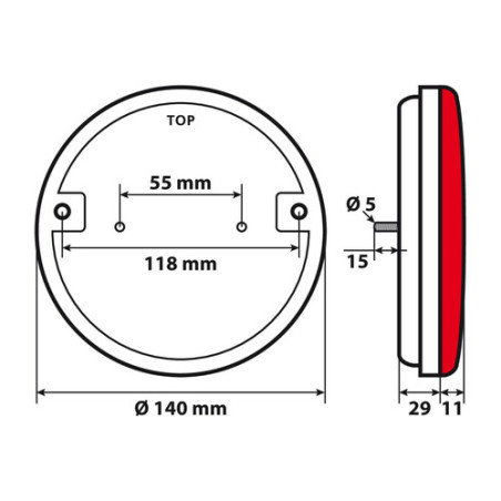 ROUND REAR LAMP 12 / 24V LED 3 FUNCTIONS