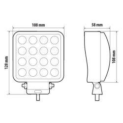 Auxiliary light with 16 Led - 10 / 30V - White